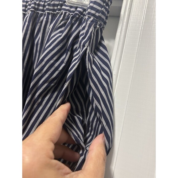 A New Day Women's A Line Skirt Navy Blue Pinstripe Size Small Preppy Coastal - Picture 2 of 5
